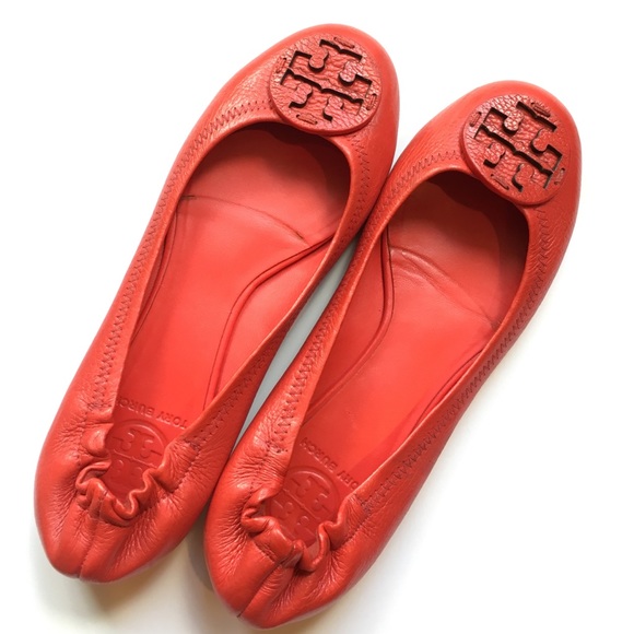 Tory Burch Red Leather Reva Flat