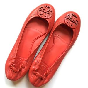 Tory Burch Red Leather Reva Flat