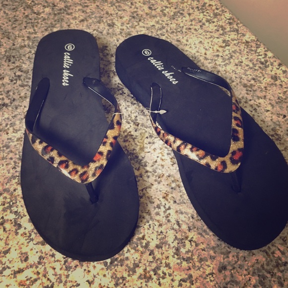 Black Sandals with glitter & animal print
