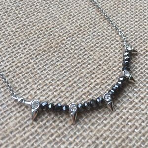 Delicate Glass Bead & Cut Crystal Spike Necklace