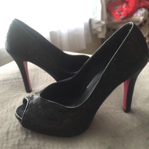 Black Sequined Heels
