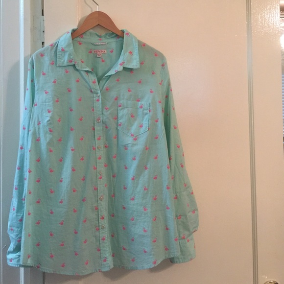 Target Merona Flamingo Button Down Shirt - XL
