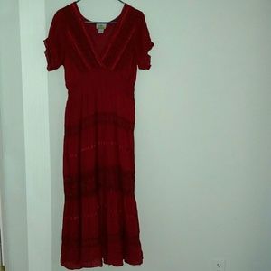 SOL L/XL beautiful red cotton peasant dress