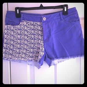 Blue and white crocheted shorts