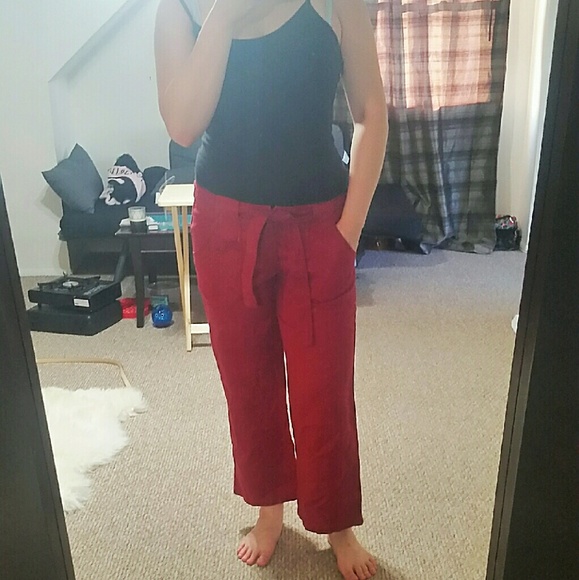 Red drawstring pants - Picture 3 of 4