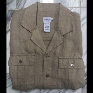 CALVIN KLEIN JEANS ,TAUPE LINEN SHIRT