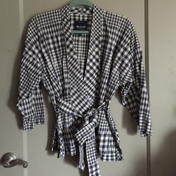 Madewell check-ikat print kimono too SZ M