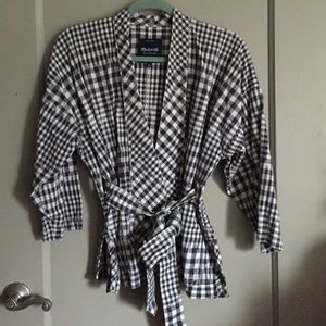 Madewell check-ikat print kimono too SZ M