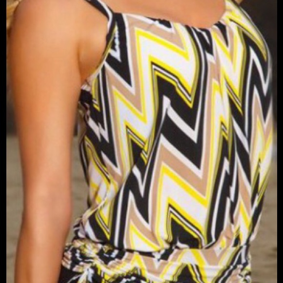 Spaghetti Strap Chevron Print Two Piece Tankini