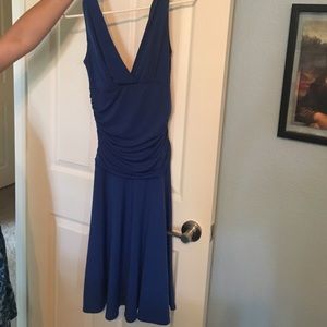 A casual blue dress, medium