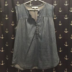 New without tags LOFT sleeveless chambray top