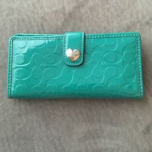 coach teal leather handbag on Poshmark