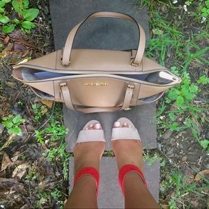 Red Strapped Nude Heels