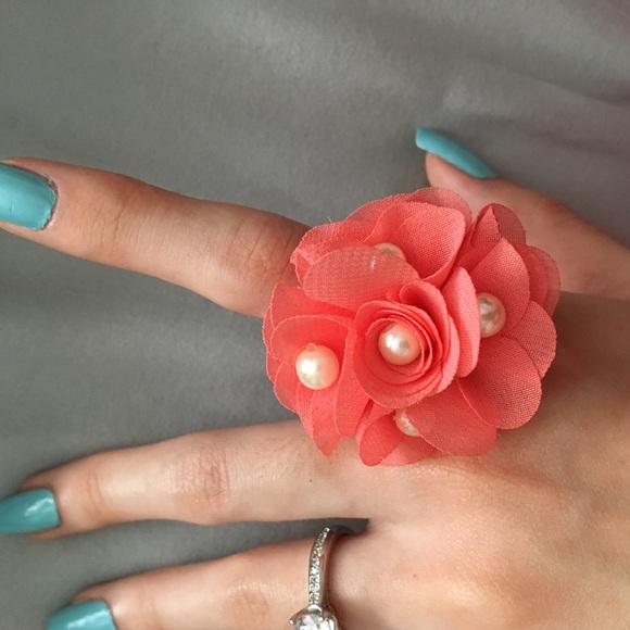 Chiffon coral floral  ring