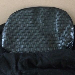Black leather weave Sephora makeup bag