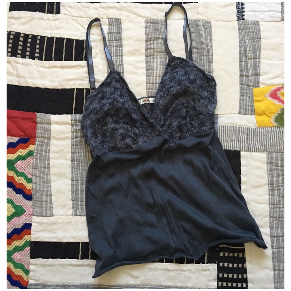 GASP : unique navy / gray knit sweater tank top