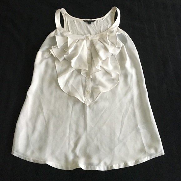 Express Tops - White ruffled Express tank