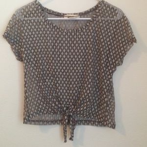 Black and white dot tie front top