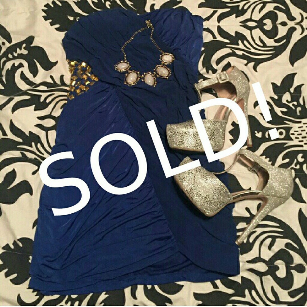 Dark Blue Strapless Dress