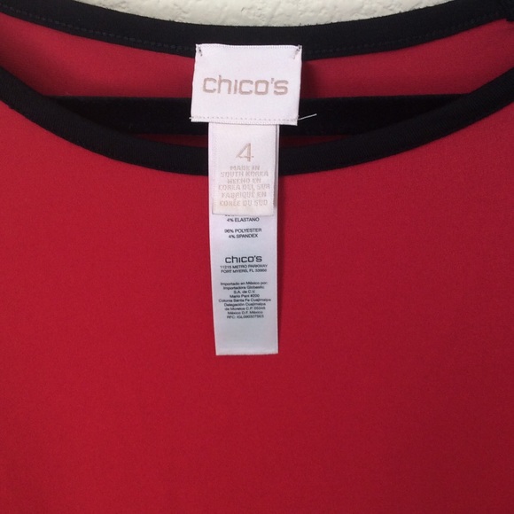Red Chico's blouse with black trim detailing - Picture 2 of 3