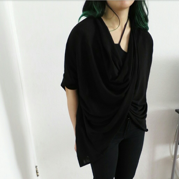 F21 Black Crossover Wrap Sweater