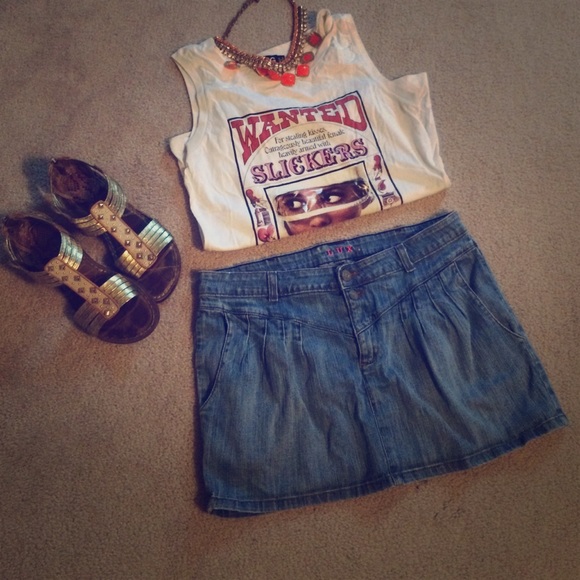 Lux pin tucked denim mini