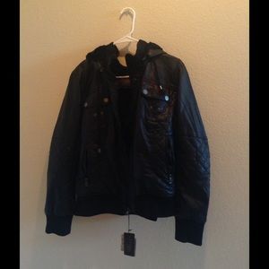 Vegan leather jacket w/ faux fur lining