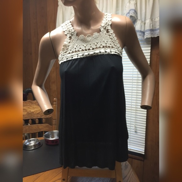 Black and lace tank top