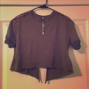 Bohemian crop top with Aztec shoulder detail