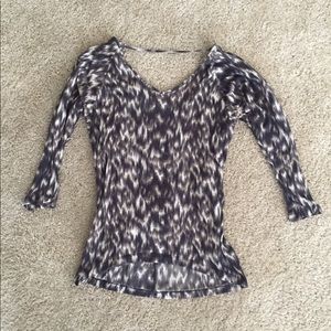 Express Blue and Grey Ikat Blouse