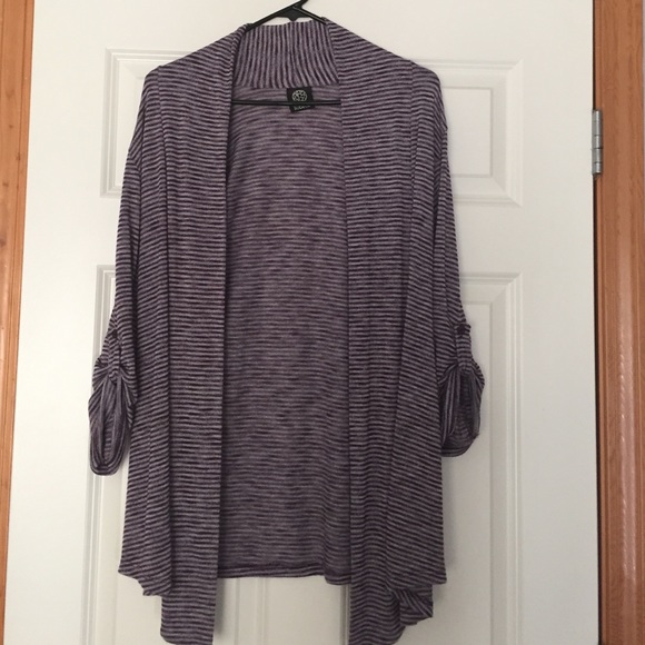 Bobeau, Cardigan, purple and grey striped