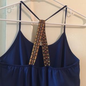 Blue Jumpsuit Romper One Piece Crisscross Back XS