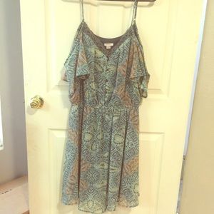Off the shoulder flutter sleeve dress