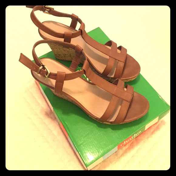 Charles David Shoes - Charles David Brown Leather Cork Wedges