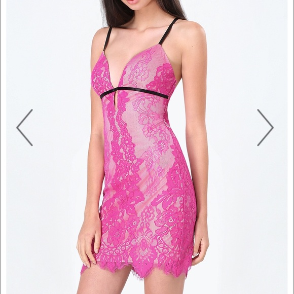 bebe Dresses & Skirts - New Bebe hot pink lace dress sz8
