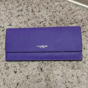 Coach purple saffiano soft wallet iris
