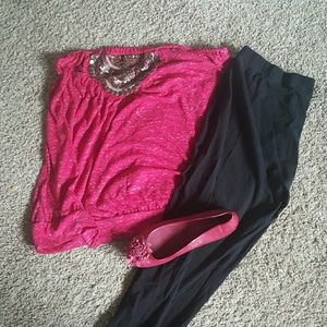 Unique pink beaded tube top