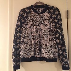Free People Printed Bomber Jacket