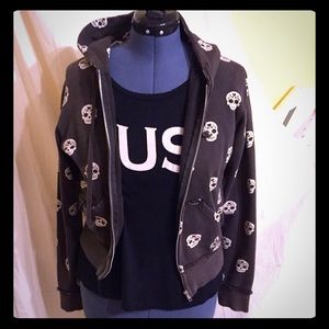 Loungefly sugar skull zip up hoodie size M