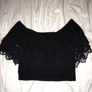LF Black lace sleeveless top