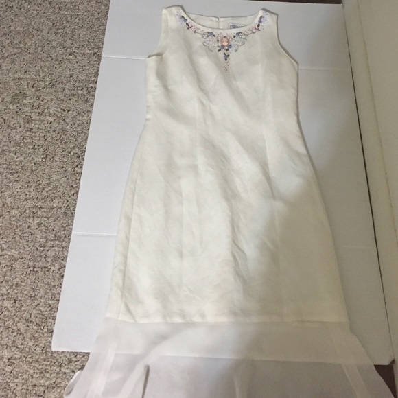 jessica howard linen dresses JESSICA HOWARD Long black linen dress sleeveless Embroidered Embellished 12