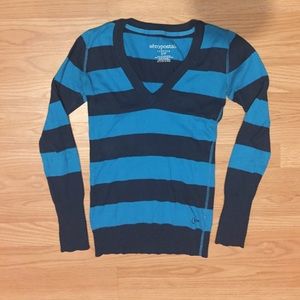 Navy blue and light blue striped sweater