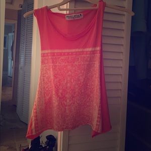 Pink and white patterned tank