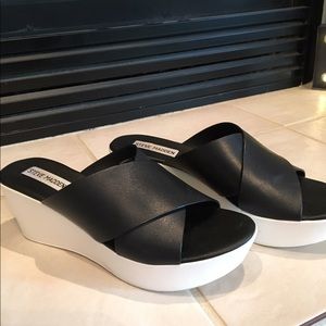 Fun black and white wedges.