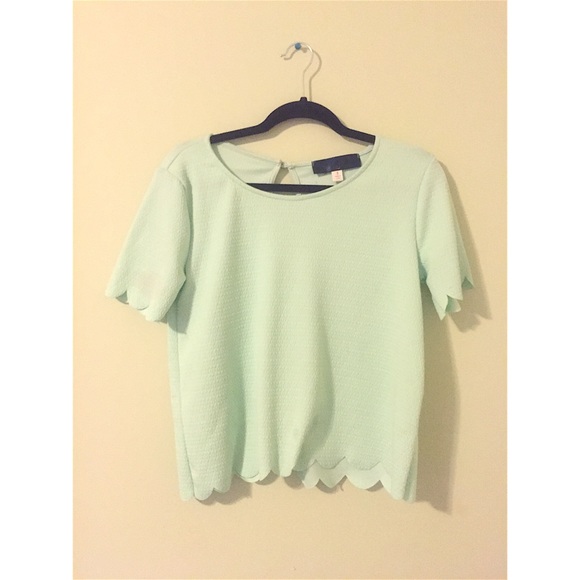 Scalloped Short Sleeve Top