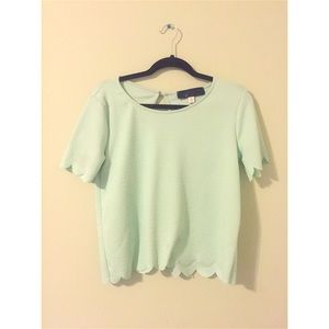 Scalloped Short Sleeve Top