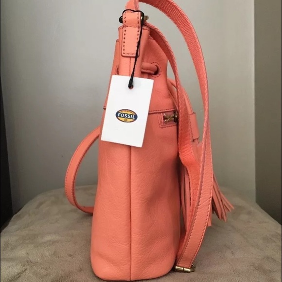 NWT Fossil Jules tassel Crossbody satchel Papaya - Picture 3 of 4