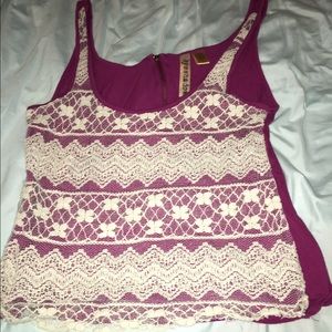 Purple tank with white lace