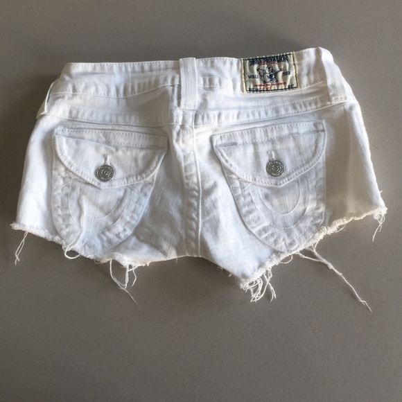 True Religion white cut offs