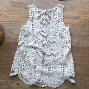 Embroidered lace see thru summer top